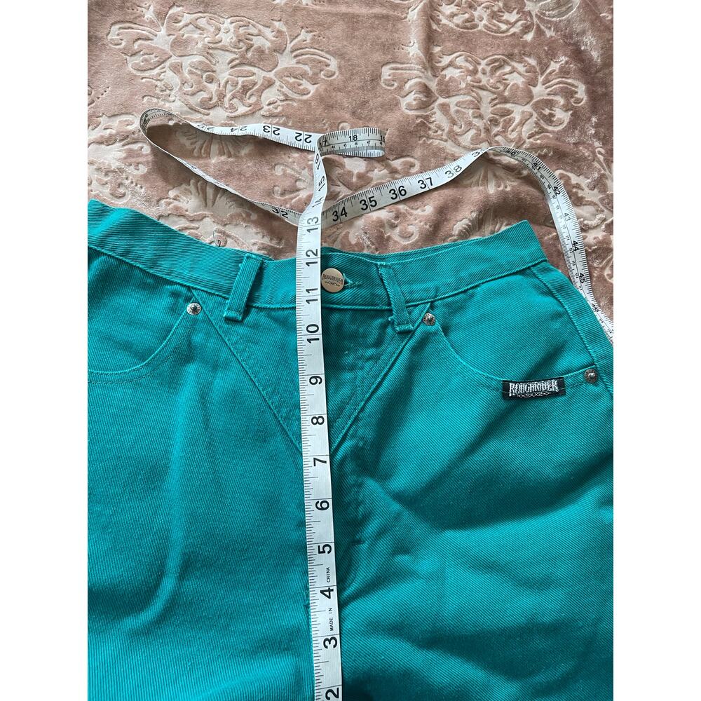Vintage 80s roughriders Kelly green with back embellishments size 27 - Picture 7 of 9